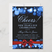 Oudejaarsavond Partij Marine Winter Wonder Red Bow Kaart (Voorkant)