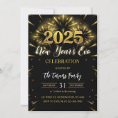 Oudejaarsavond Party Black & Gold Glitter Kaart (Voorkant)