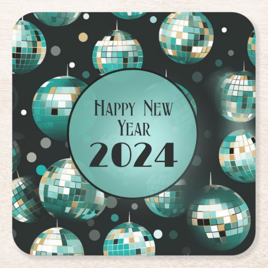 Oudejaarsavond Party Borden - Disco Ball Design Kartonnen Onderzetters (Voorkant)