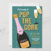 Oudejaarsavond Party Champagne Pop Kaart (Voorkant)