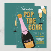 Oudejaarsavond Party Champagne Pop Kaart (Voorkant / Achterkant)