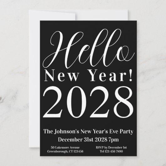Oudejaarsavond Party Classic Zwart-wit Kaart (Voorkant)