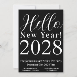 Oudejaarsavond Party Classic Zwart-wit Kaart