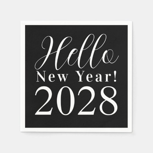Oudejaarsavond Party Classic Zwart-wit Servet (Voorkant)