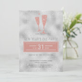 Oudejaarsavond Party Classy Elegant Silver Blush Kaart (Staand voorkant)