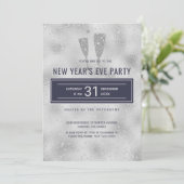 Oudejaarsavond Party Classy Elegant Zilveren Marin Kaart (Staand voorkant)