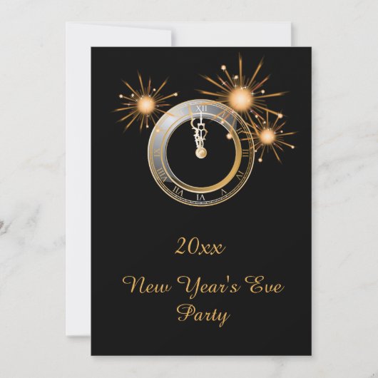 Oudejaarsavond Party Clock Uitnodiging (Voorkant)