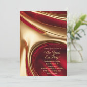 Oudejaarsavond Party-Elegant Ruby Rood en Goud- Kaart (Staand voorkant)