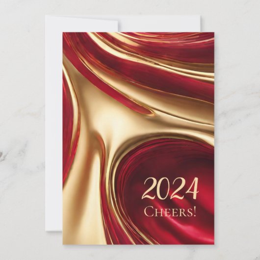 Oudejaarsavond Party-Elegant Ruby Rood en Goud- Kaart (Achterkant)