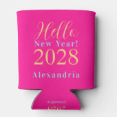 Oudejaarsavond Party gepersonaliseerd Hot Pink Blikjeskoeler (Achterkant)