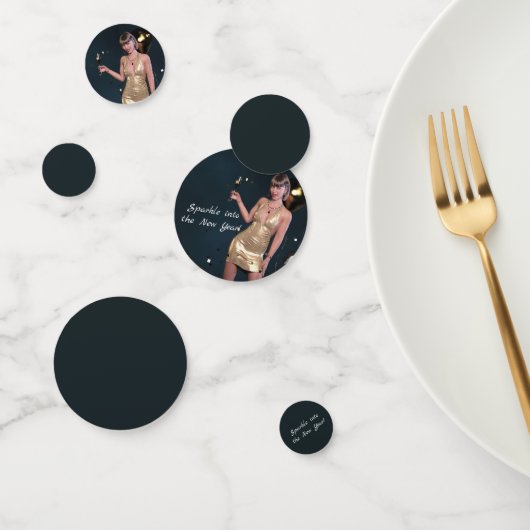 Oudejaarsavond Party Girl in Sequined Dress Confetti (Groep)