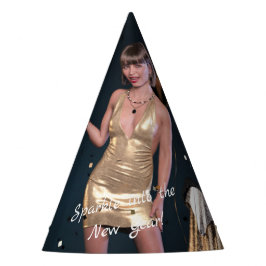 Oudejaarsavond Party Girl in Sequined Dress Feesthoedjes