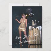 Oudejaarsavond Party Girl in Sequined Dress Kaart (Achterkant)