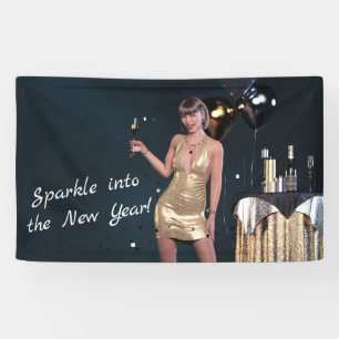 Oudejaarsavond Party Girl in Sequined Dress Spandoek