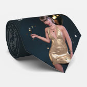 Oudejaarsavond Party Girl in Sequined Dress Stropdas (Opgerold)