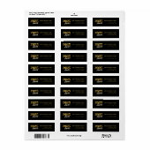 Oudejaarsavond Party Gold & Black Retouradres Etiket (Full Sheet)