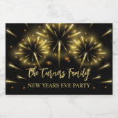 Oudejaarsavond Party Gold & Black Sparkling Wijnetiket (Enkel label)