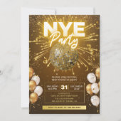 Oudejaarsavond Party Gold Disco Ball Glitter Kaart (Voorkant)