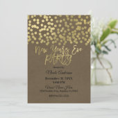 Oudejaarsavond Party Gold Modern Chic Rustic Kraft Kaart (Staand voorkant)