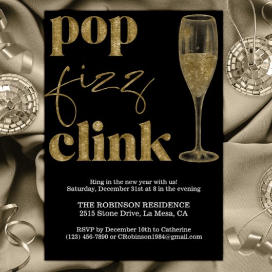 Oudejaarsavond Party Gold Sparkle Cheers Kaart