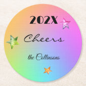 Oudejaarsavond Party Gradient Rainbow Ronde Kartonnen Onderzetter (Voorkant)