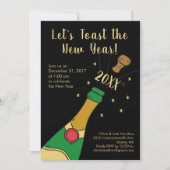 Oudejaarsavond Party Handgetekende Champagne Toast Kaart (Voorkant)