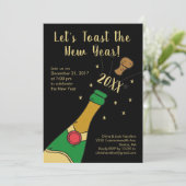 Oudejaarsavond Party Handgetekende Champagne Toast Kaart (Staand voorkant)