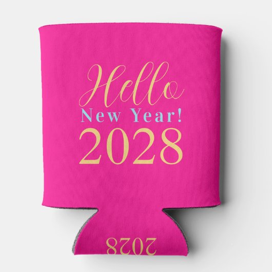 Oudejaarsavond Party Hot Pink Blikjeskoeler (Achterkant)