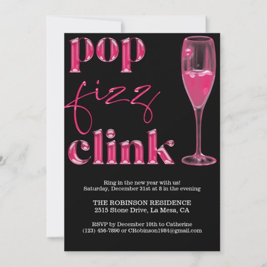 Oudejaarsavond Party Hot Pink Cheers Kaart (Voorkant)