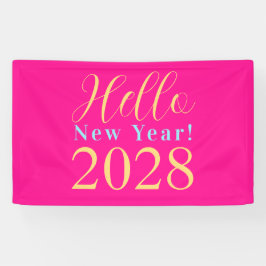 Oudejaarsavond Party Hot Pink Gold Spandoek