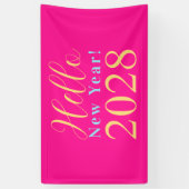 Oudejaarsavond Party Hot Pink Gold Spandoek (Verticaal)