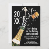 Oudejaarsavond Party Modern Champagne Bubble Kaart (Voorkant)