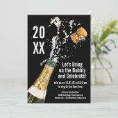 Oudejaarsavond Party Modern Champagne Bubble Kaart (Staand voorkant)
