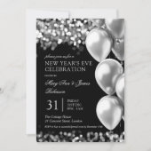 Oudejaarsavond Party Silver Shimmer Lights Ballonn Kaart (Voorkant)