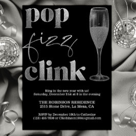 Oudejaarsavond Party Silver Sparkle Cheers Kaart