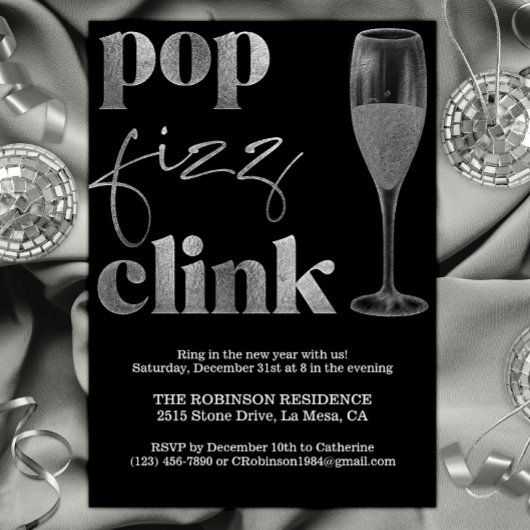 Oudejaarsavond Party Silver Sparkle Cheers Kaart