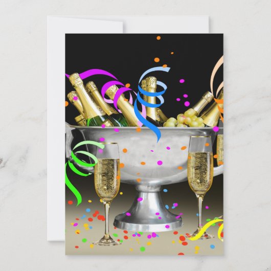 Oudejaarsavond Party Spirits Zwarte achtergrond Kaart (Achterkant)