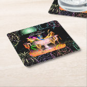 Oudejaarsavond Party Spirits Zwarte achtergrond Kartonnen Onderzetters (Schuin)