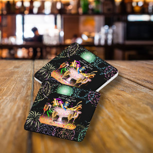 Oudejaarsavond Party Spirits Zwarte achtergrond Kartonnen Onderzetters