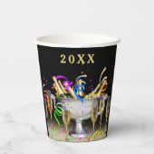 Oudejaarsavond Party Spirits Zwarte achtergrond Papieren Bekers (Achterkant)