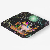 Oudejaarsavond Party Spirits Zwarte achtergrond Papieren Bordje (Gebogen)