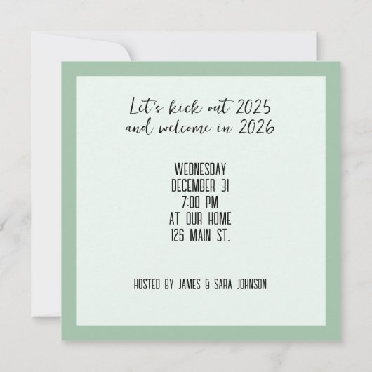 Oudejaarsavond Party Stick Figuren Kaart (Achterkant)