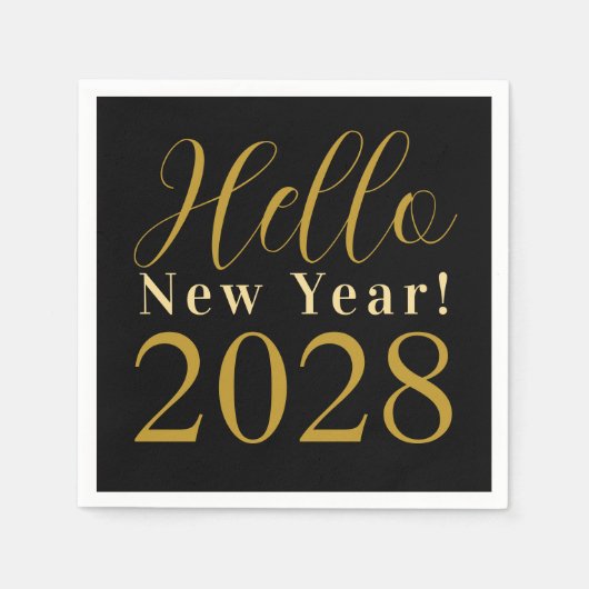 Oudejaarsavond Party Zwart Goud Servet (Voorkant)