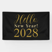 Oudejaarsavond Party Zwart Goud Spandoek (Horizontaal)