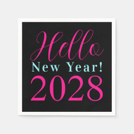 Oudejaarsavond Party Zwart Hot Pink Servet