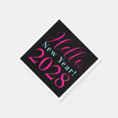 Oudejaarsavond Party Zwart Hot Pink Servet (Hoek)