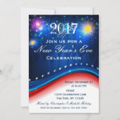 Oudejaarsavond rood wit blauw patriottische uitnod kaart (Voorkant)