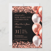 Oudejaarsavond Roos Gouden Glinsterende Lichten Ba Kaart (Voorkant)