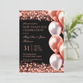 Oudejaarsavond Roos Gouden Glinsterende Lichten Ba Kaart (Staand voorkant)