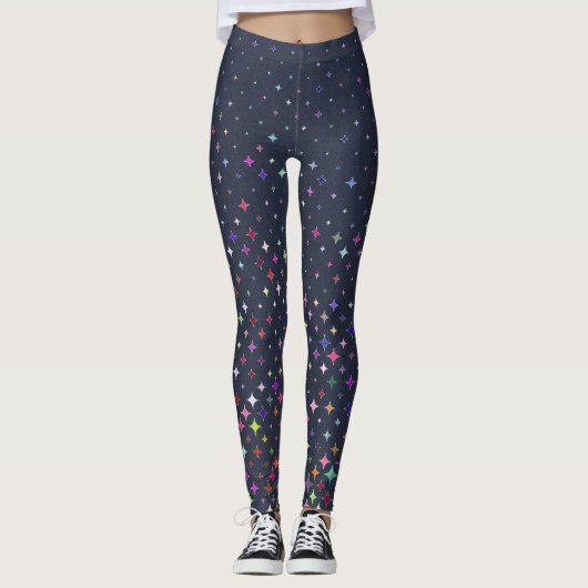 Oudejaarsavond Sterren Vuurwerk Leggings (Voorkant)